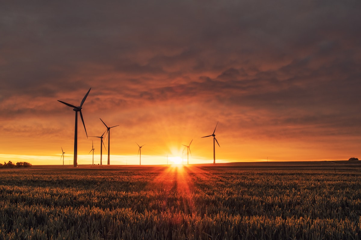 Wind turbines on a hillside